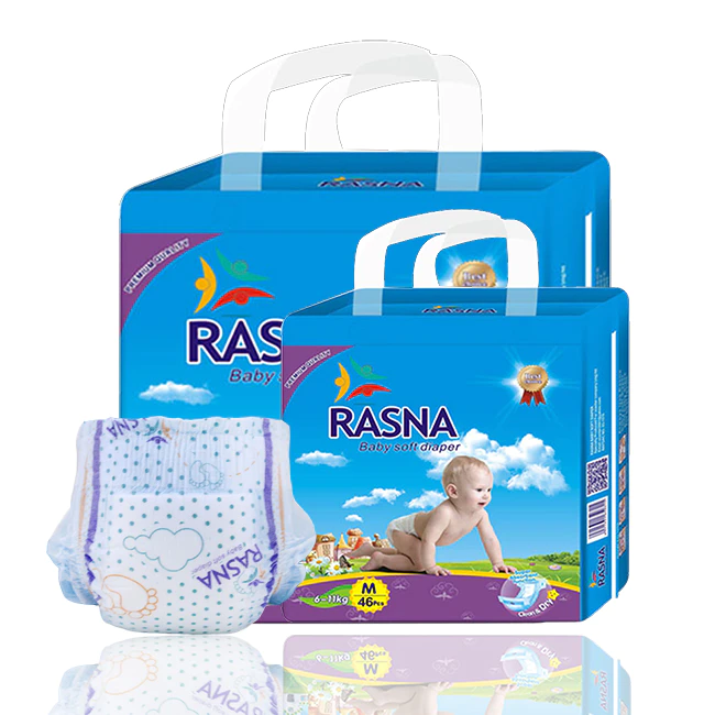 RASNA Baby Diapers Pants Manufacturer Wholesale Cheap Price Breathable Newborn Baby Nappies India Cotton Disposable Nappies