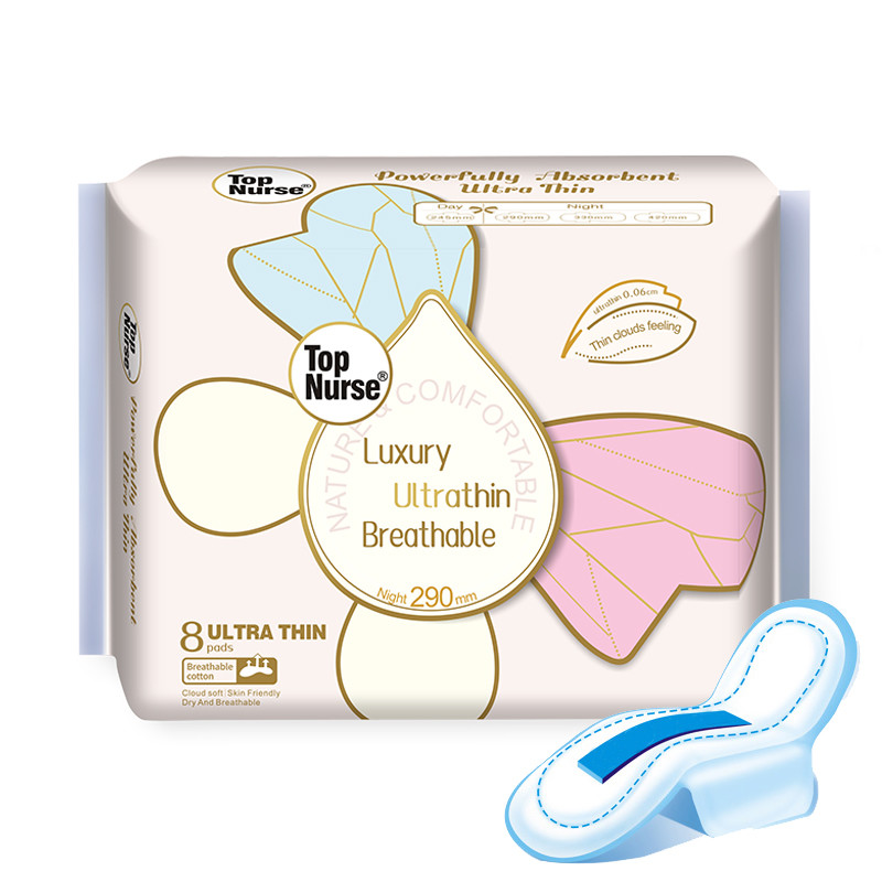 Ultra-thin Breathable Womens 100% Cotton Compostable Sanitary Napkin